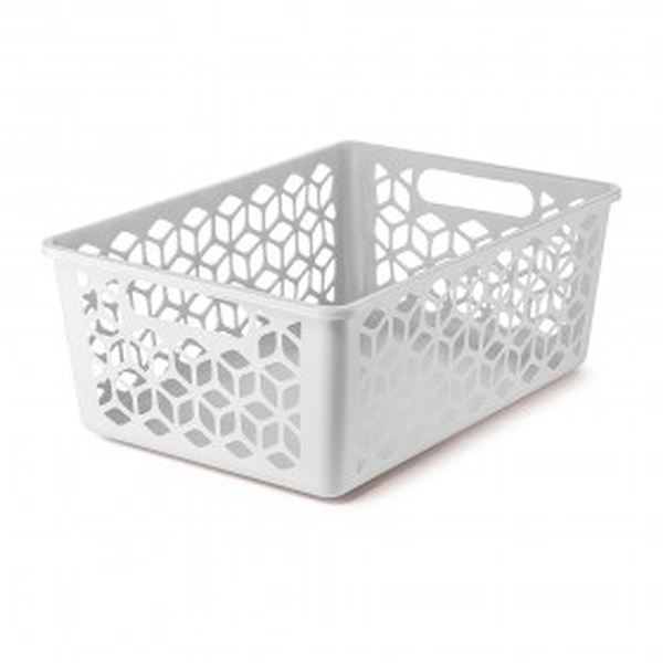 Cesto Organizador Plástico Branco - Kit 3 Peças
