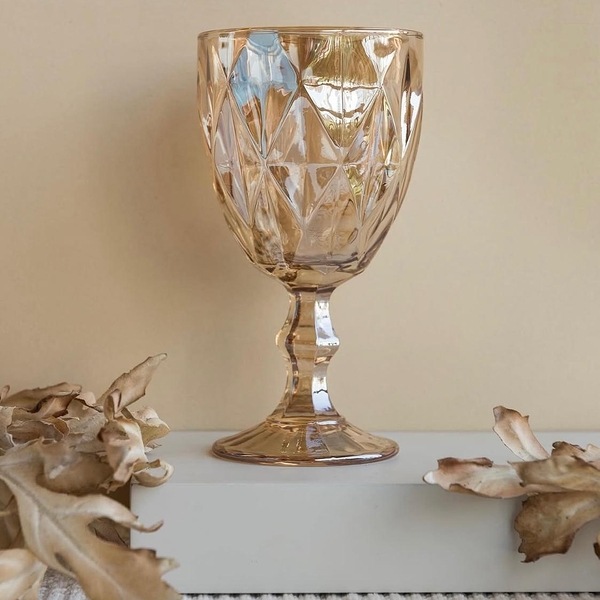 Jogo de Taças Diamond de Vidro Ambar 340ml 6 Pecas