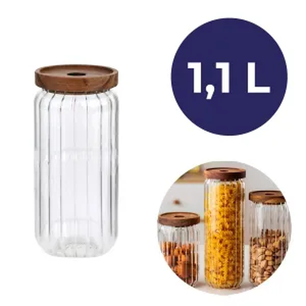 Pote Hermético 1100ml de Borossilicato com Tampa de Bambu Genova Pote Hermético 1100ml de Borossilicato com Tampa de Bambu Genova