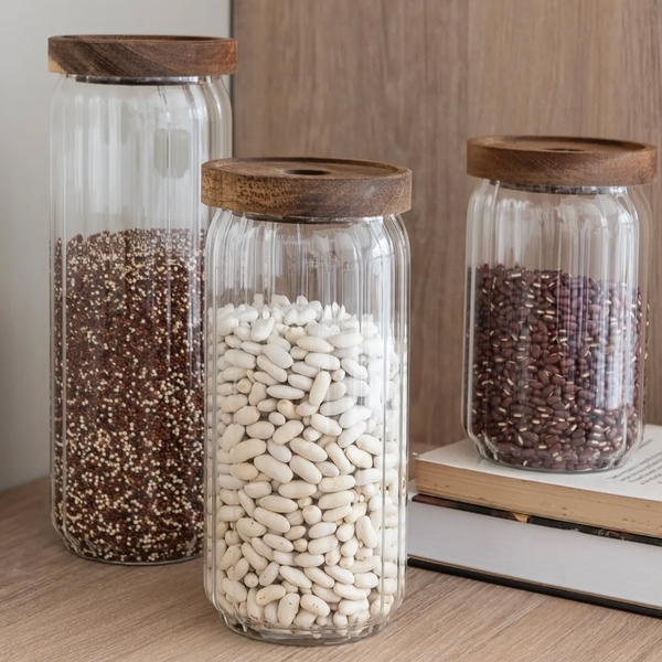 Pote Hermético 1100ml de Borossilicato com Tampa de Bambu Genova