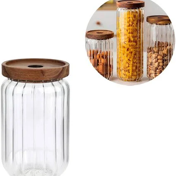 Pote Hermético 800ml de Borossilicato com Tampa de Bambu Genova Pote Hermético 800ml de Borossilicato com Tampa de Bambu Genova