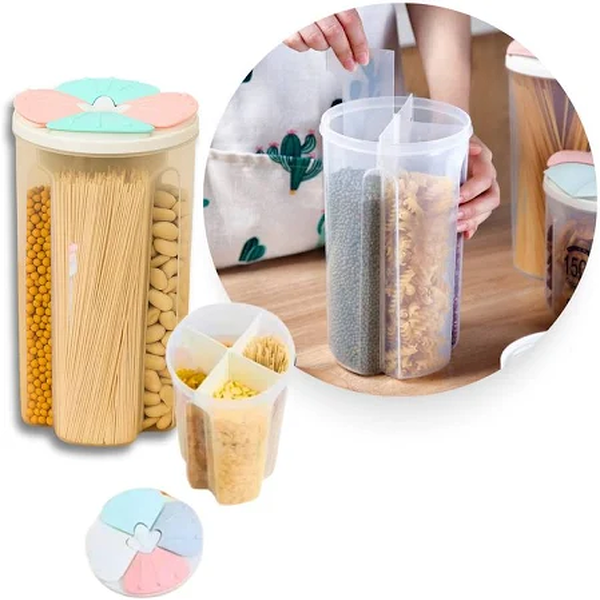 Pote Plástico 2800ml Com 4 Divisórias Armazenamento Alimentos Pote Plástico 2800ml Com 4 Divisórias Armazenamento Alimentos