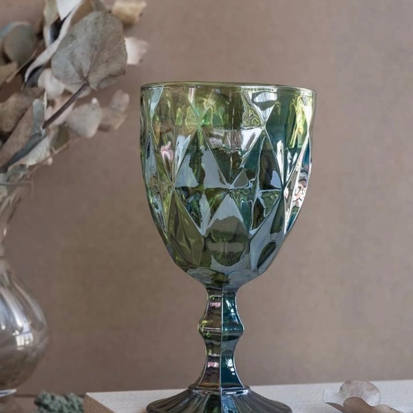 Jogo de Taças Diamond de Vidro Verde 340ml - 6 Pecas