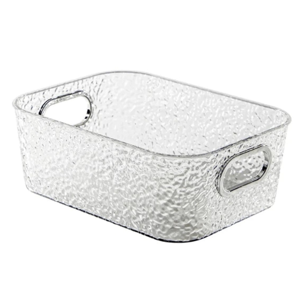 Cesto Organizador Acrílico Texturizado com Alças – 24,5X17,5X10cm