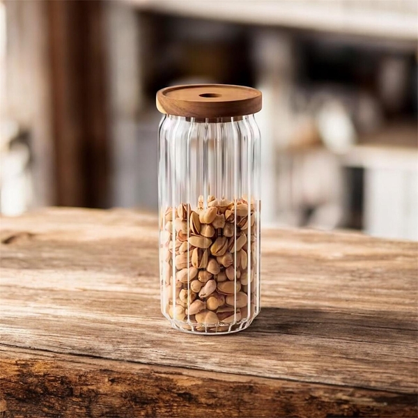 Pote Hermético 1400ml de Borossilicato com Tampa de Bambu Genova