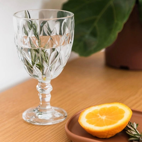 Jogo de Taças Diamond de Vidro Transparente 340ml - 6 Pecas